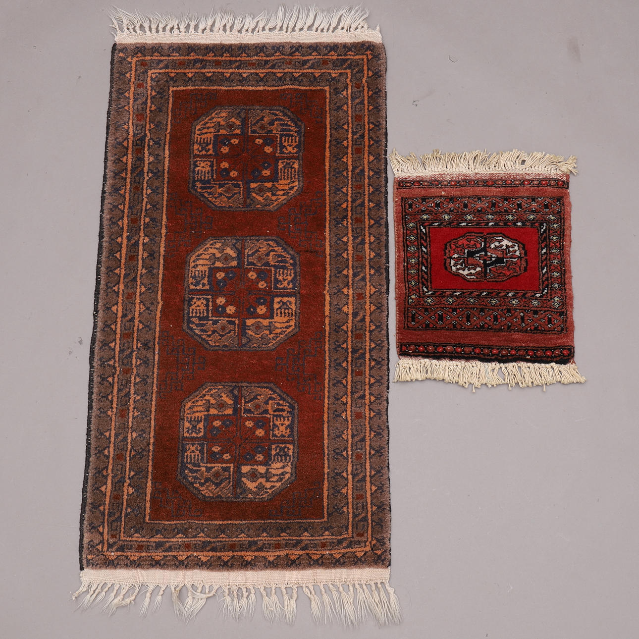 CARPETS, 2 pcs, hand knotted, 36x31 cm & 52x100 cm.