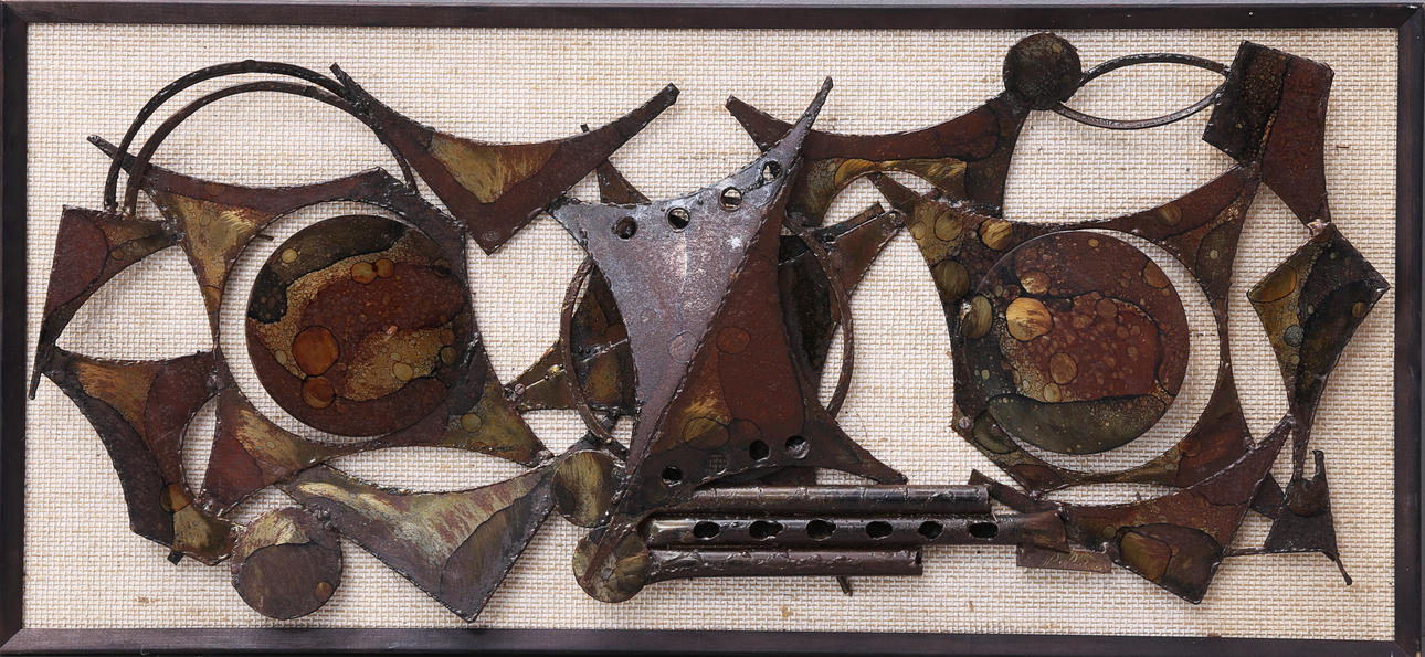 HENRIK HORST. Wall relief, iron plate, mounted, signed.