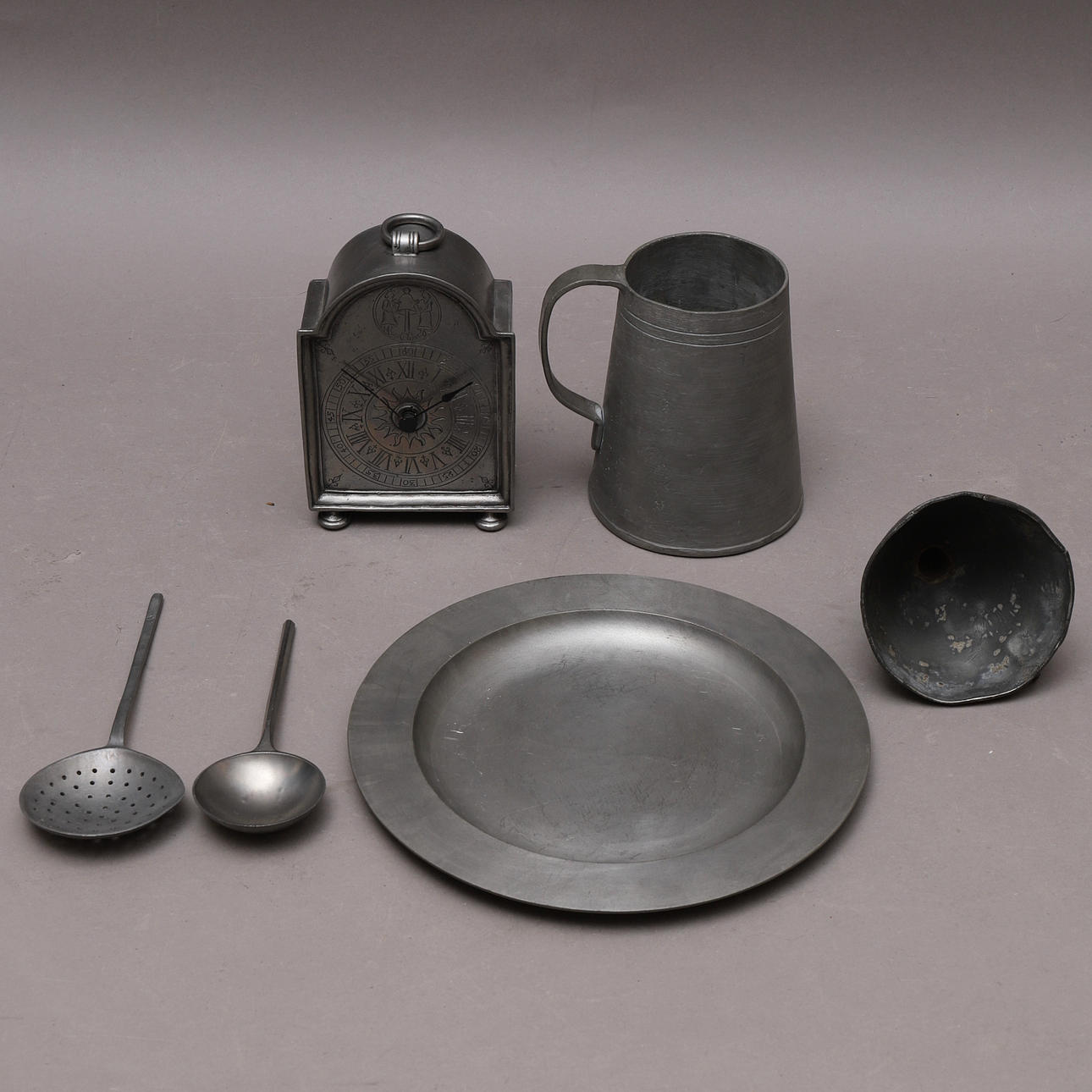 PEWTER OBJECTS, 6 pcs, 18-1900s.