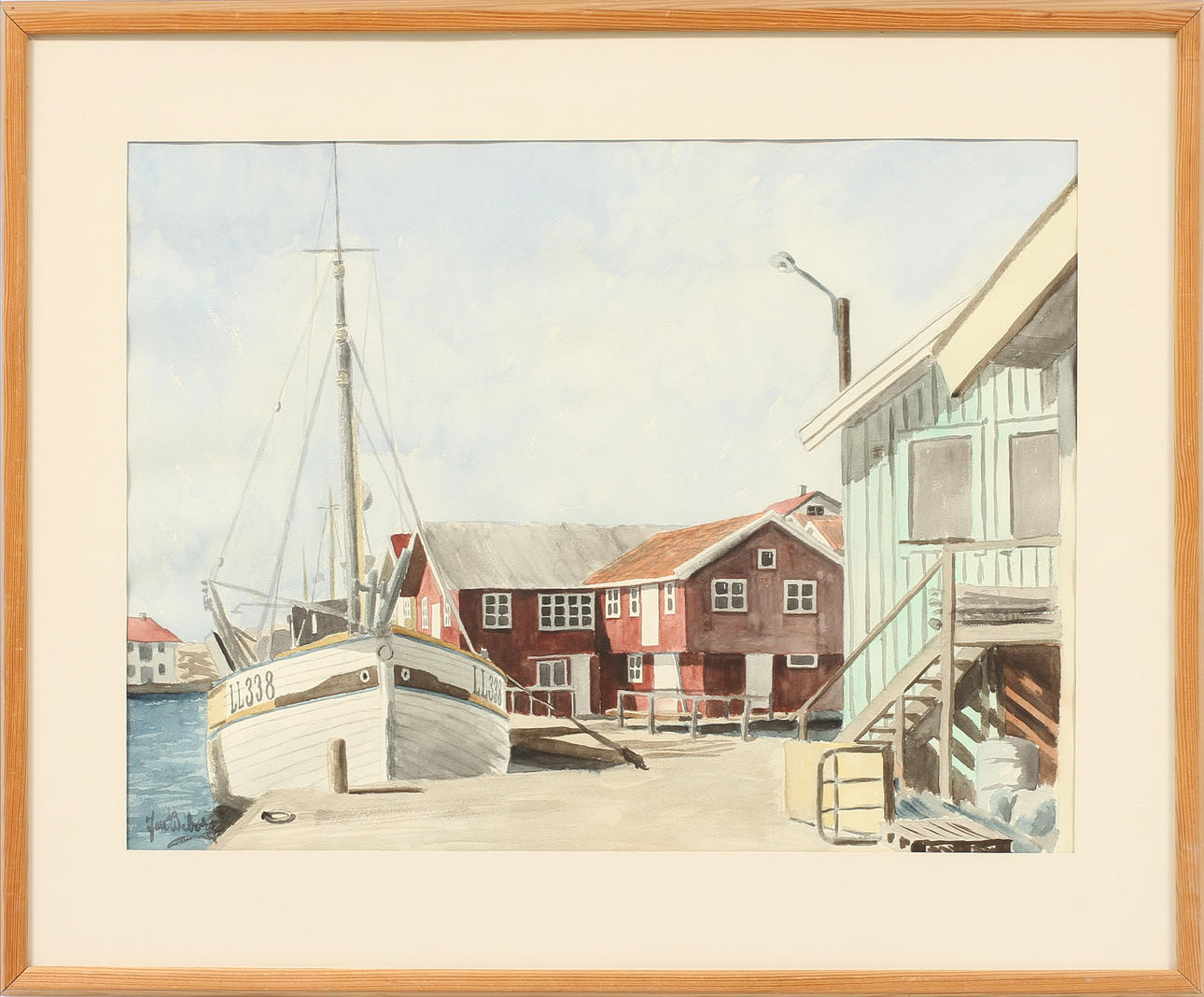 JAN WEBORG. Smögen, akvarell, signerad.