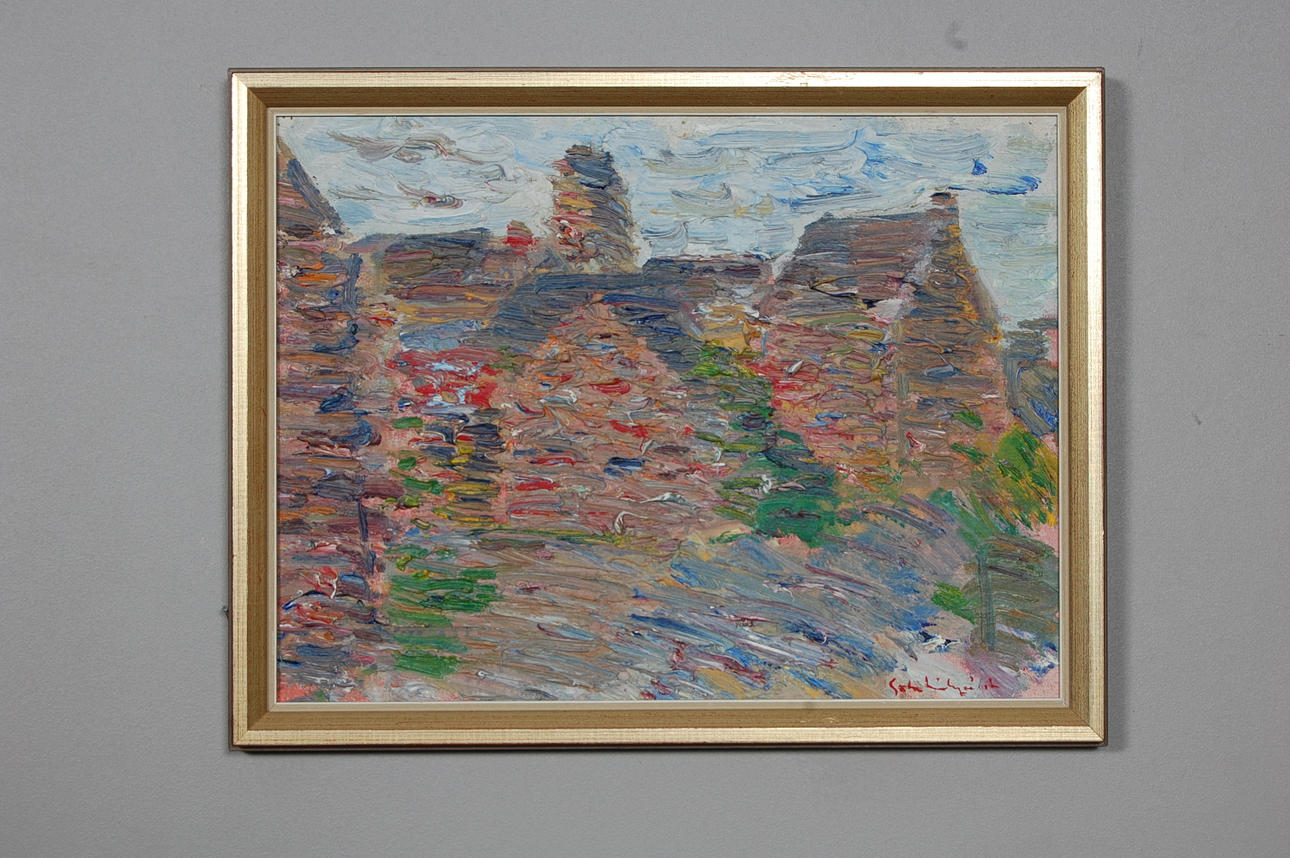 GÖSTA LINDQVIST. Utan titel. Olja på pannå, signerad.