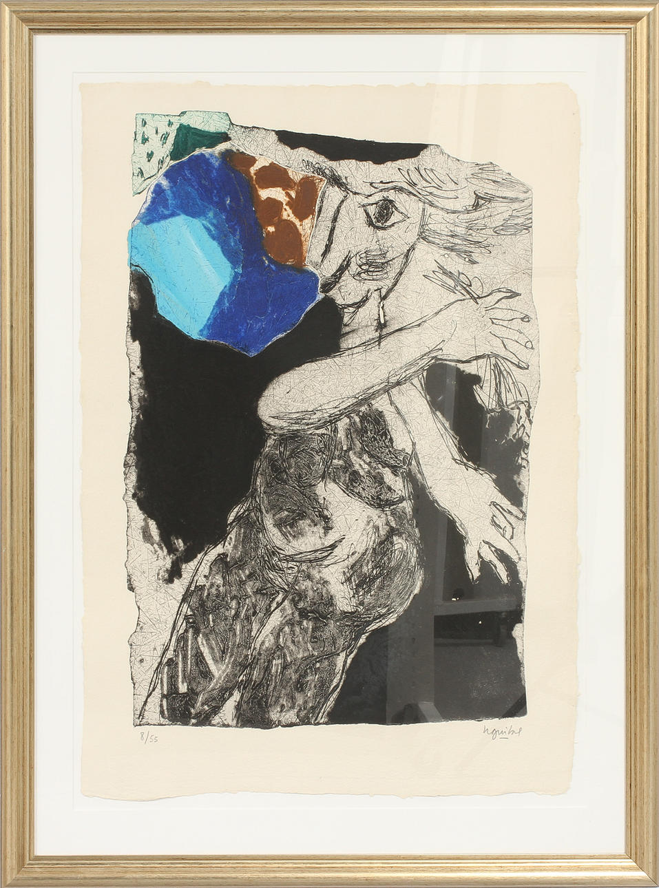 HENRI GUIBAL. Figurkomposition, färglitografi, signerad och numrerad 8/55.