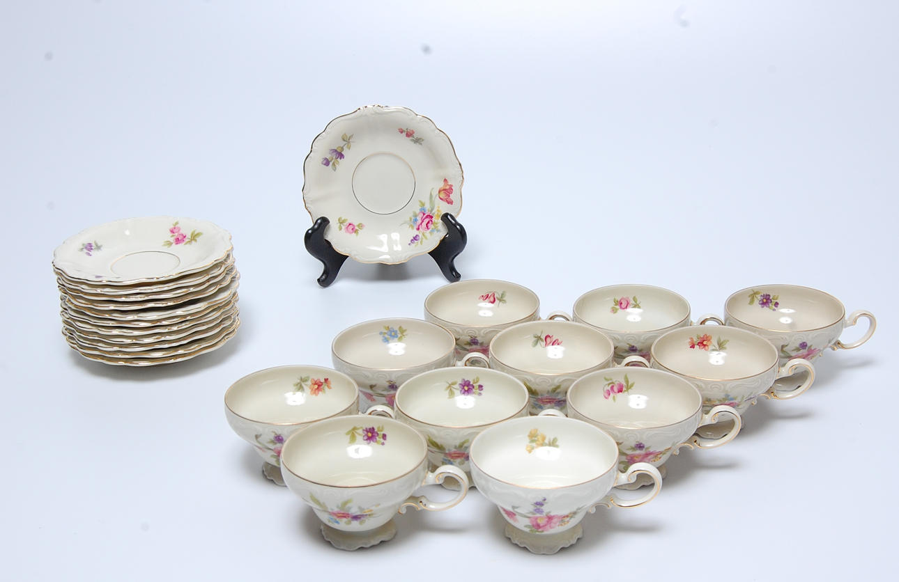 KAFFEKOPPAR, 23 delar, porslin, "Pompadour " Rosenthal.