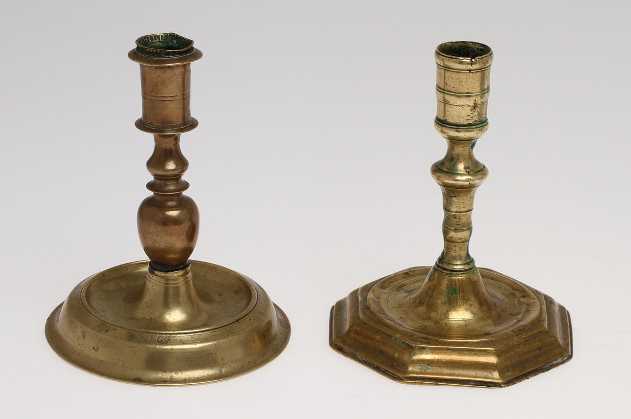 CANDLES, 2 pcs, brass, 18th century.