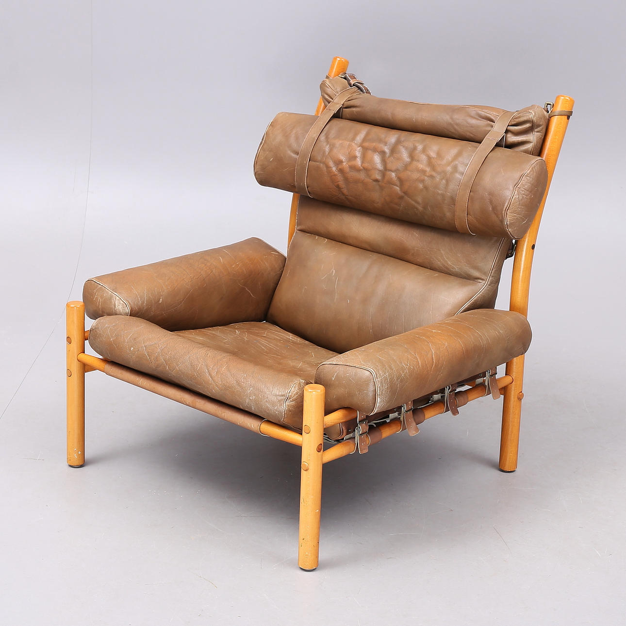 ARNE NORELL. Lænestol, læder, "Inka".