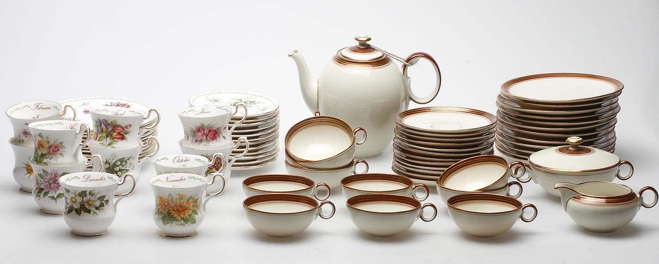 KAFFESERVIS, handmålad hackefors, KAFFESERVIS special flowers.