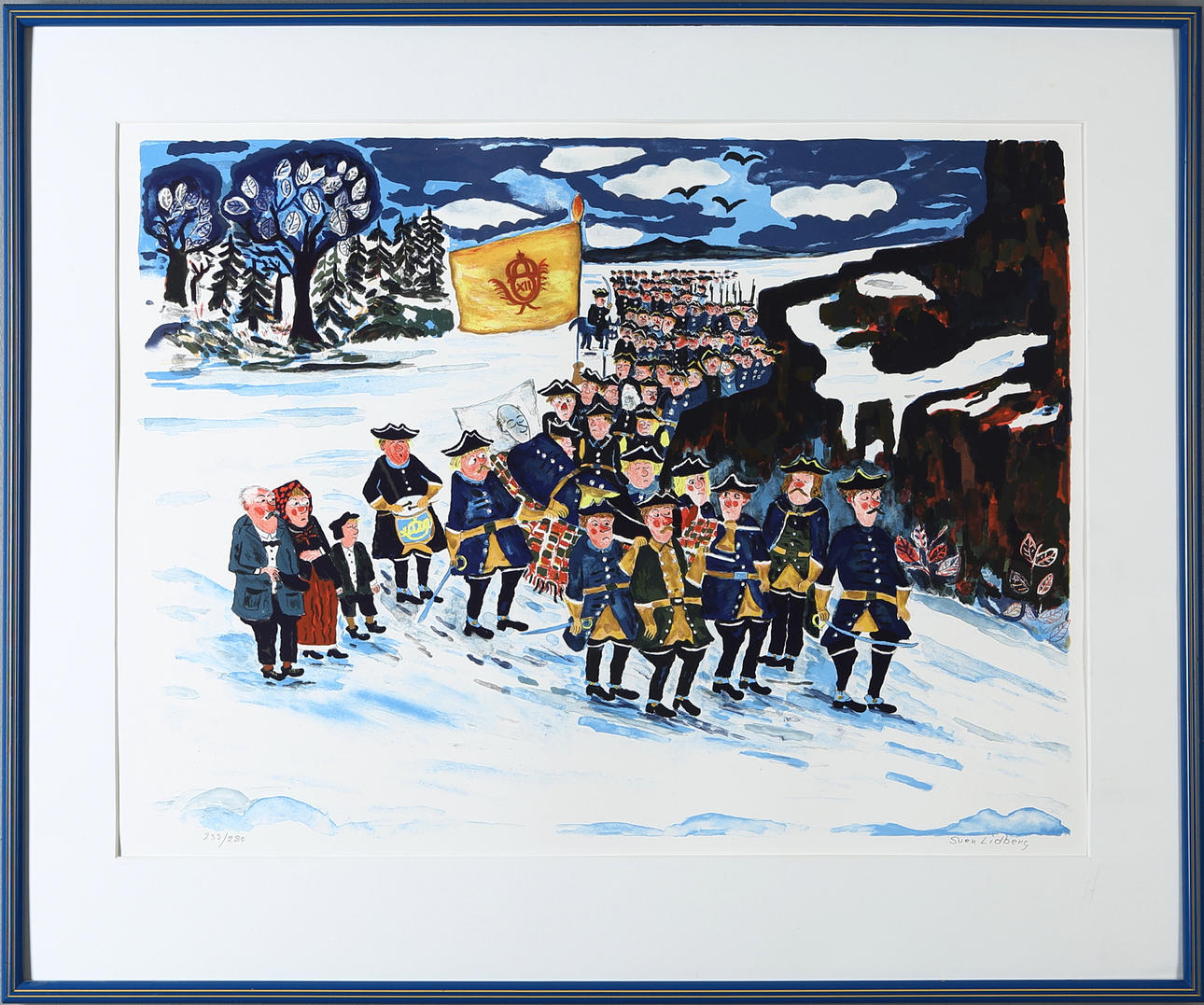 SVEN LIDBERG. Carl XII's funeral, lithograph, signed and numbered