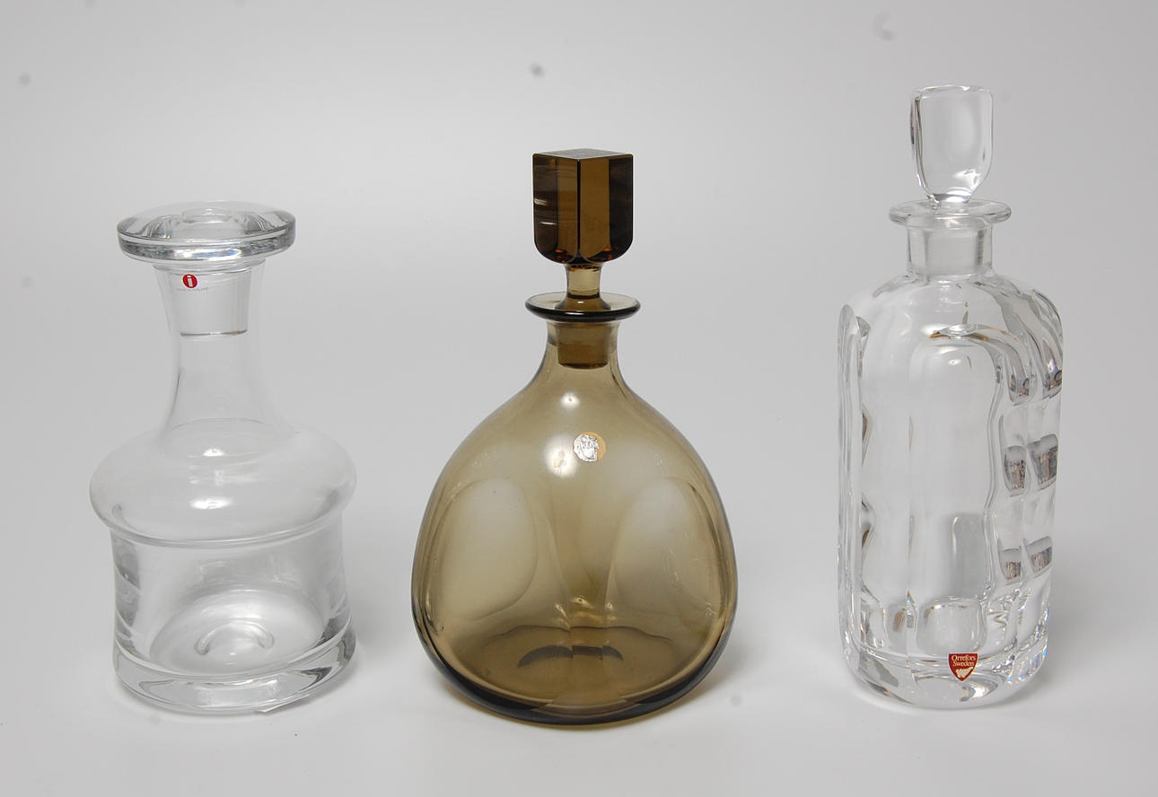 KARAFFER, 3 st, Orrefors, Iittala.