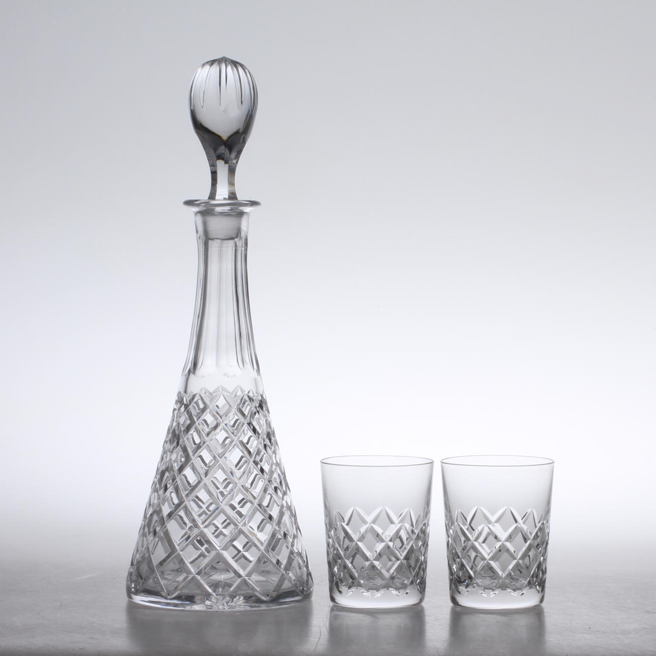 WHISKYGLAS, 8 st, KARAFF, glas, 1900-tal.