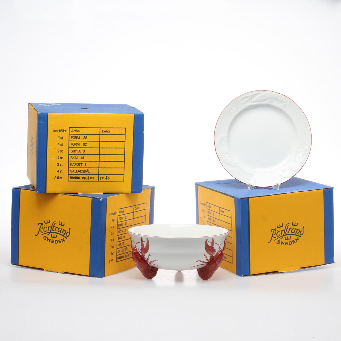 KRÄFTSERVIS, flintgods, 19 delar, design Alf Wallander, Rörstrand, 1900-talets andra hälft.