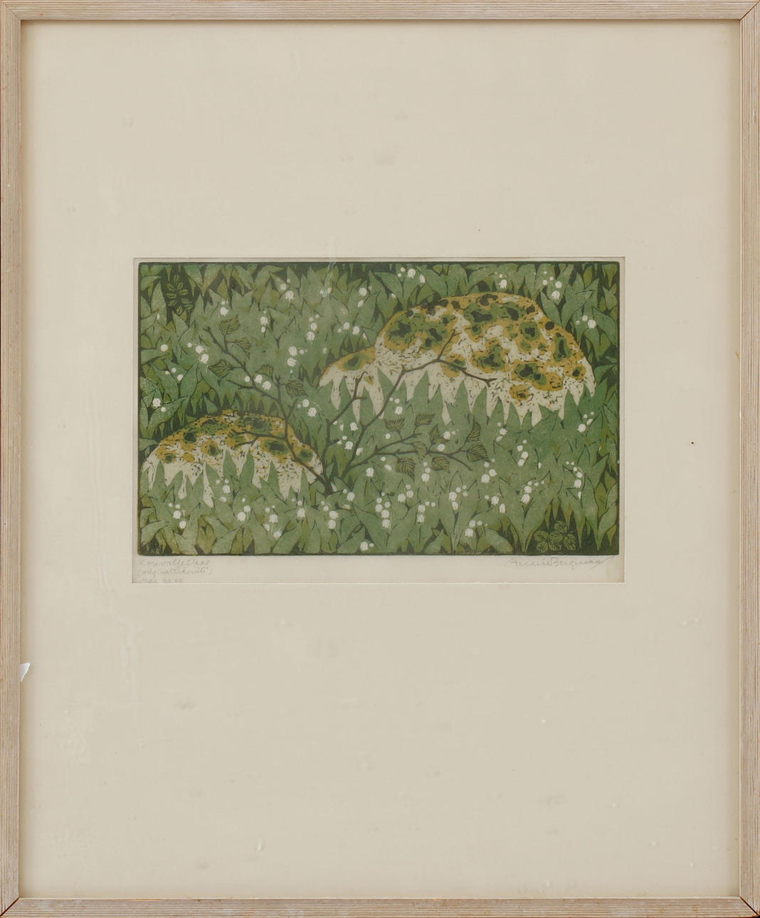 ANNIE BERGMAN. Maiglöckchen, Holzschnitt, signiert.