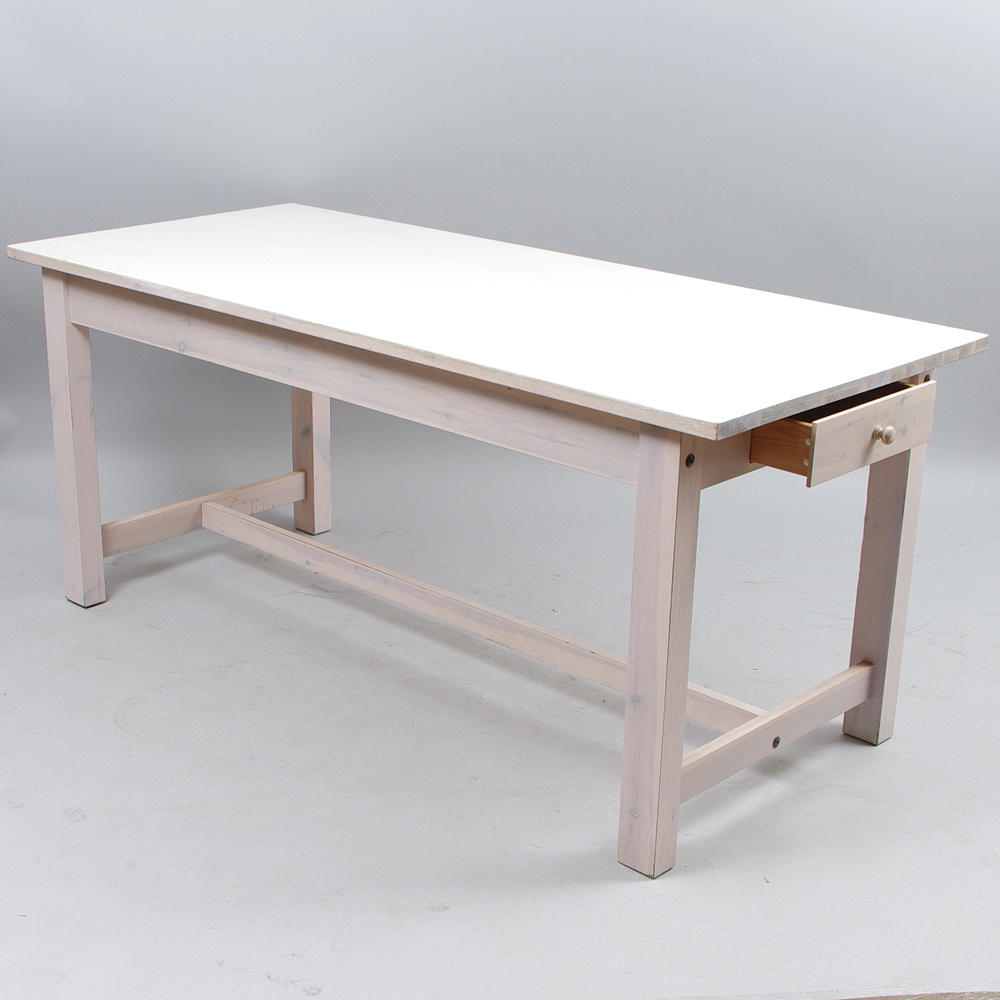 MATSALSBORD med låda, vitlaserat och målat.