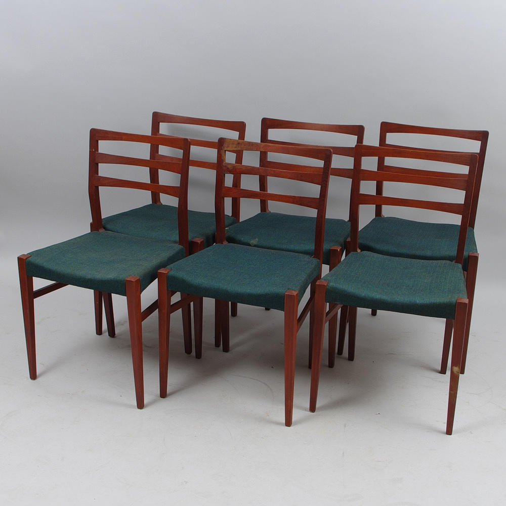 STOLAR, 6 stycken, teak, Johannes Andersen, Danmark.