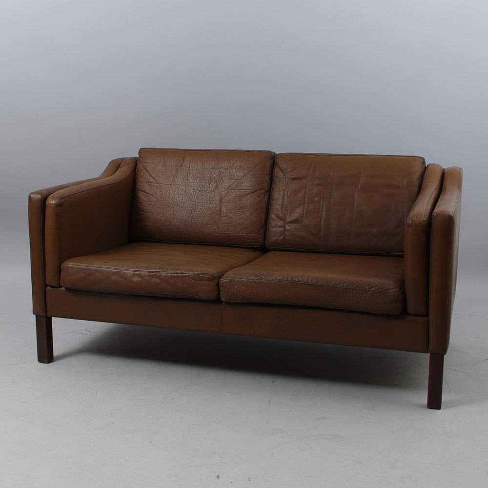 SOFFA, brunt skinn, Mogensenstil.