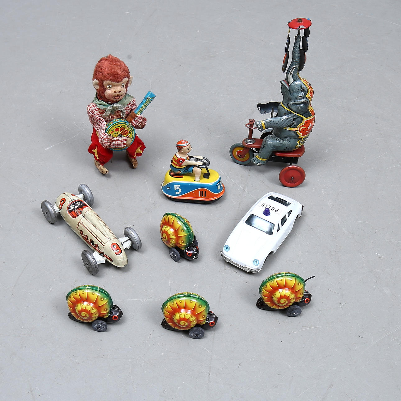 SAMLING PLÅTLEKSAKER, 50/60-tal.