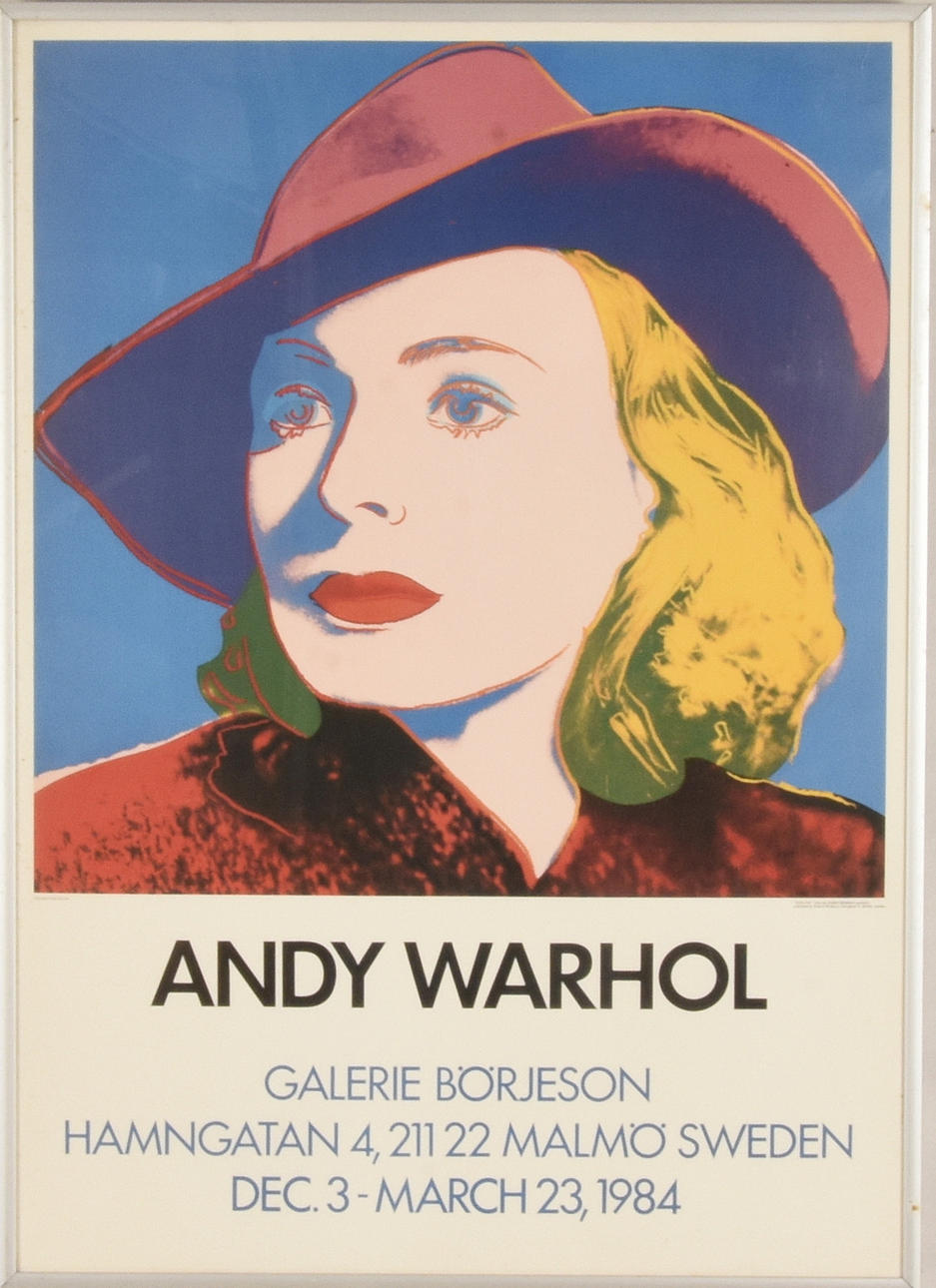 ANDY WARHOL. Poster, offset print, Galerie Börjeson Malmö.