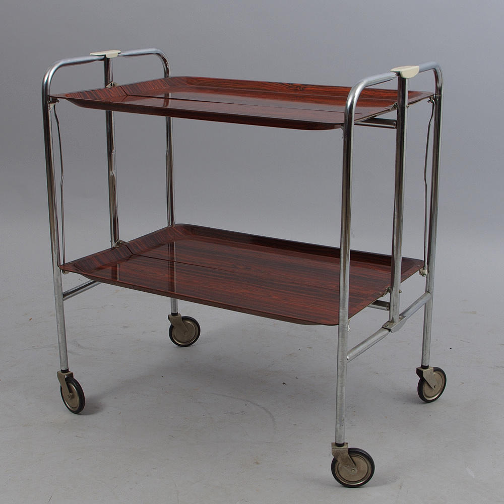 SERVERINGSVAGN, hopfällbar, krom/jakarandaimitation.