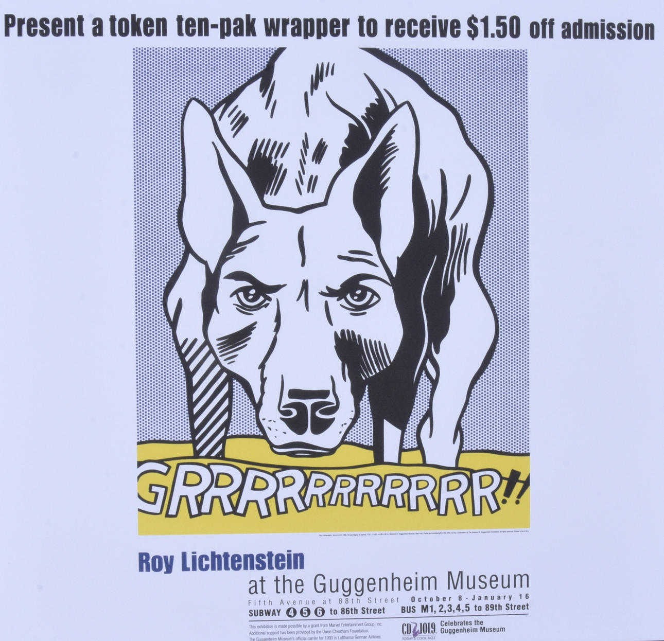 ROY LICHTENSTEIN. EFTER. Utställningsaffisch, offsettryck.