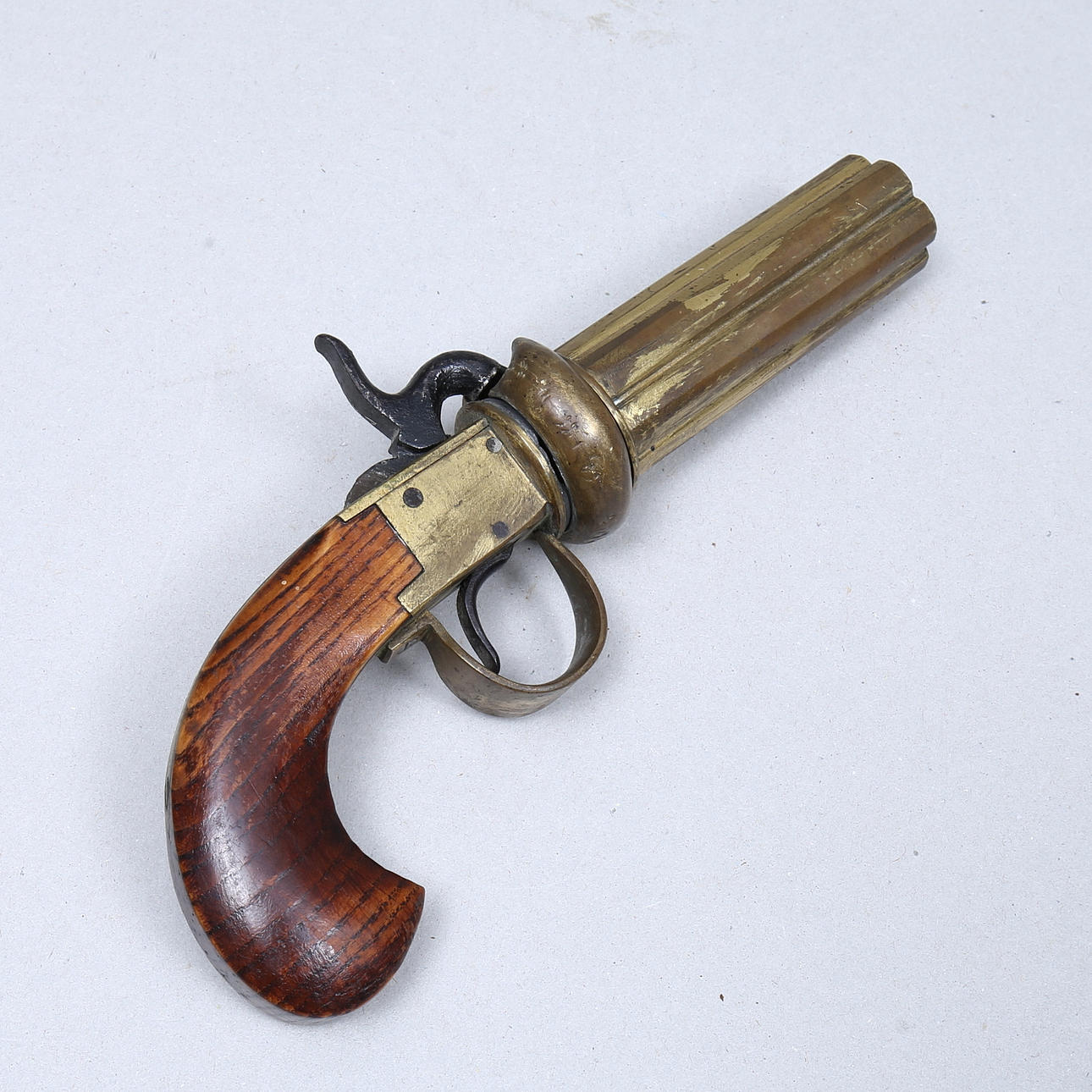 FLASH-LOCK REVOLVER, so-called smålänning/pepperbox, lock marked AGS Anders Gustafsson Ödestugu (1835-1924).