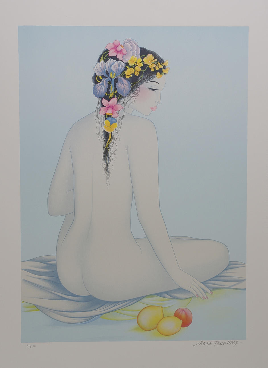 MARA TRAN LONG. Nu Aux Citron, färglitografi, signerad.