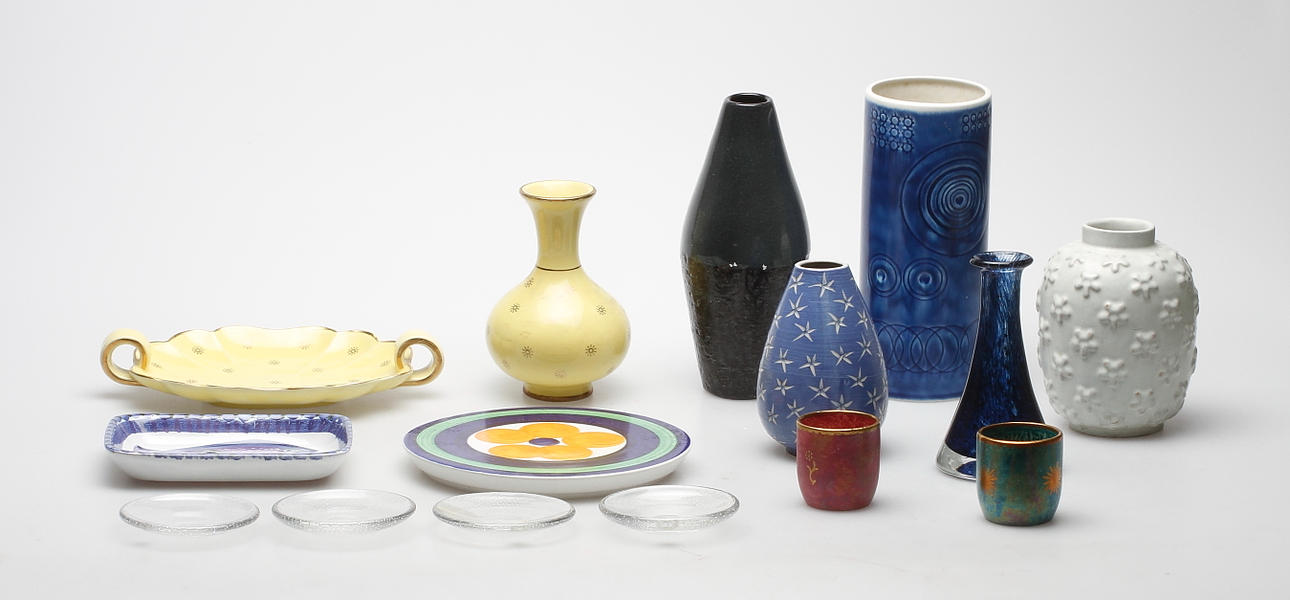 DIVERSE KERAMIK, samt, GLAS, 15 del, Sverige samt Finland.
