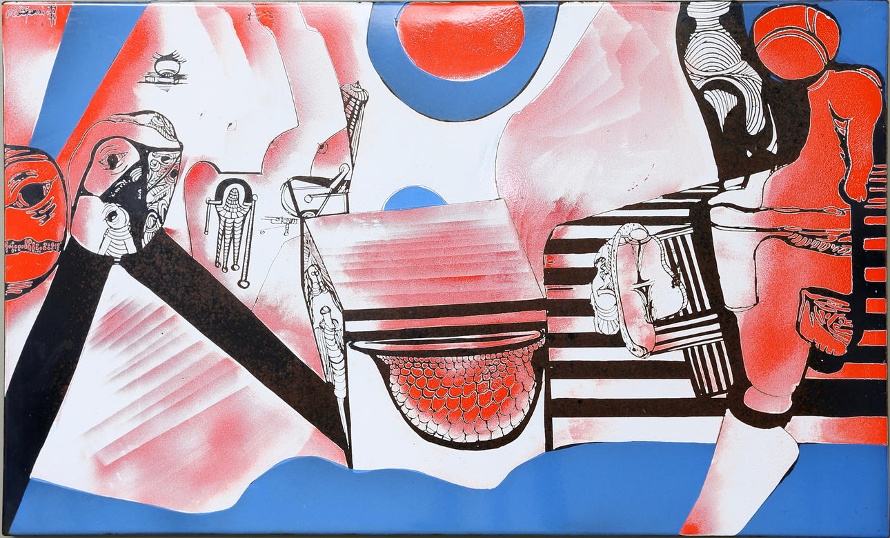 MICHEL DJANAIEFF. "I krigarens vila", Emaljarbete, signerad M Djanaieff.