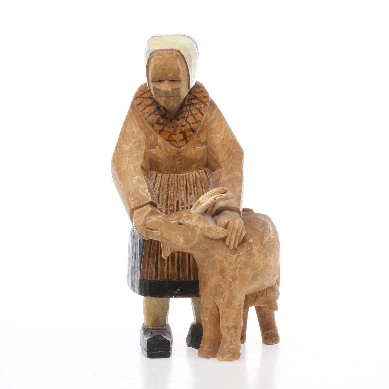 JOBS PER. Gumma med get, träskuren figurin, signerad samt daterad Leksand 1948.