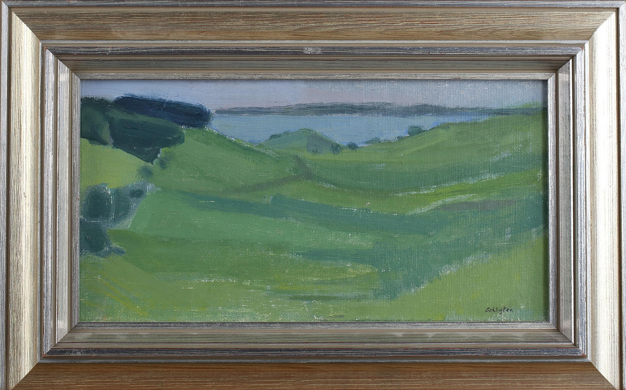 SEVERIN SCHLYTER. Landskap. Olja på pannå. Signerad Schlyten.