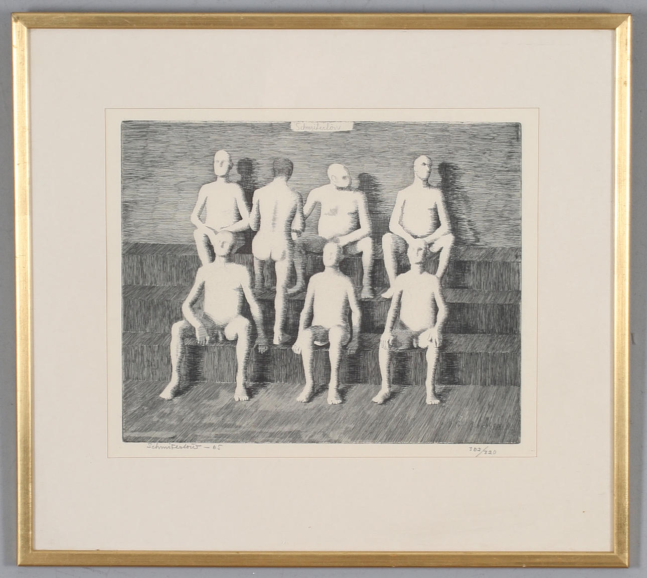 BERTRAM SCHMITERLÖW. The sauna baths, etching, signed and numbered 302/320, dated -65.
