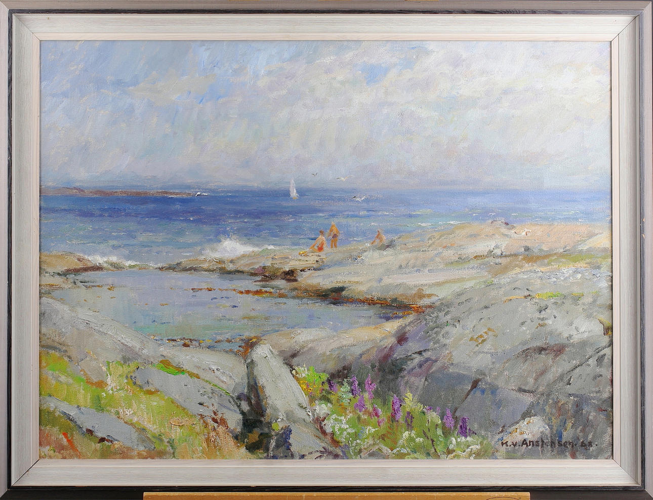 K V ANSTENSEN. Motiv från Smögen. Olja på duk. Signerad och daterad -68.