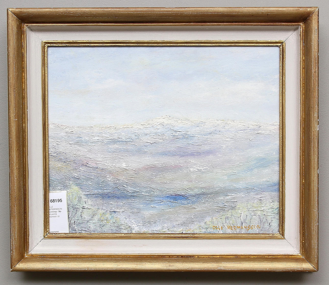 OLLE HERMANSSON. Landskap. Olja på pannå. Signerad.