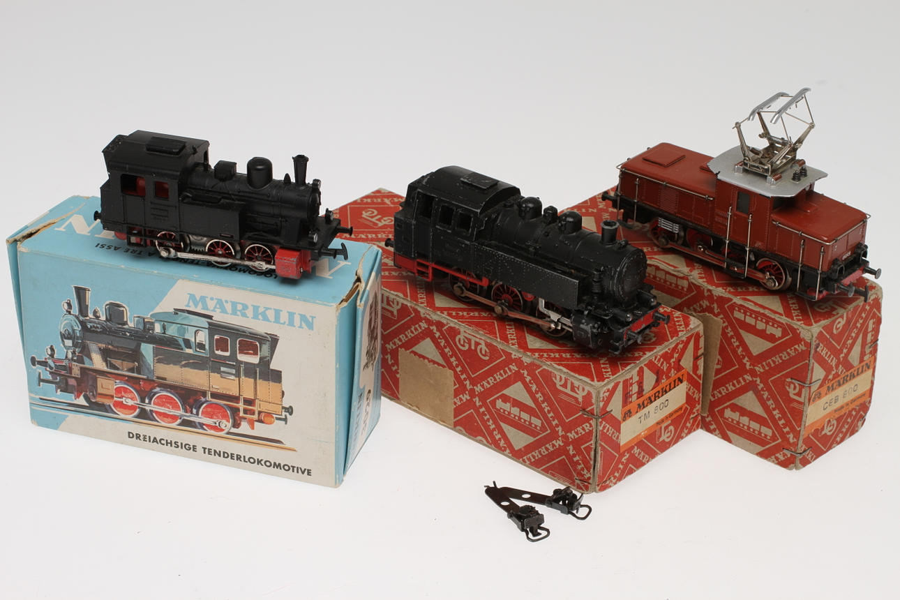 MÄRKLIN H0 3 lok, TM 800.1, CEB 800.1 och 3029 i originalkartonger.