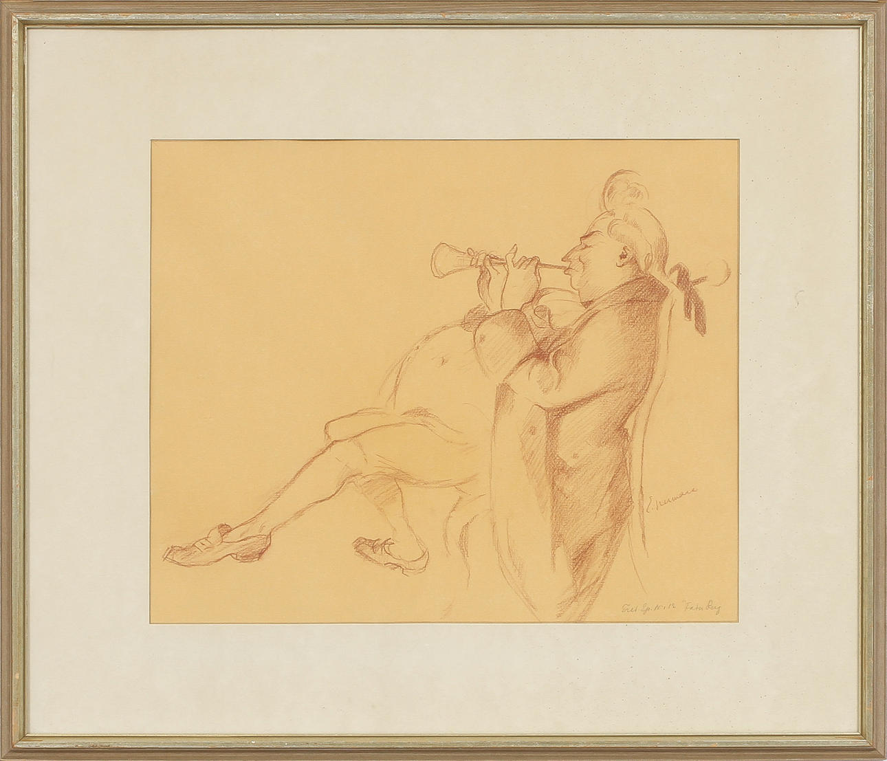 EINAR NERMAN. Ur Fredmans epistlar "Fred Ep. N:o 12 Fader Berg"rödkrita på papper, signerad.