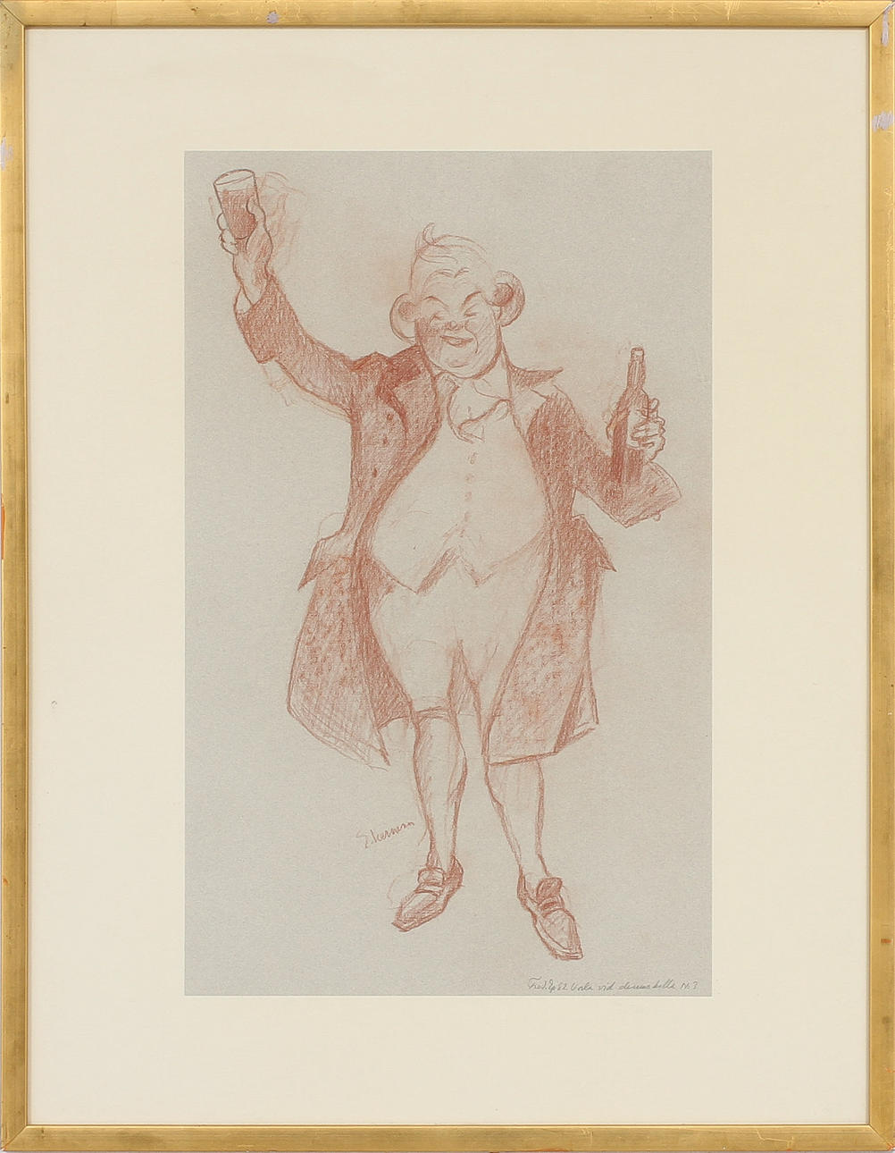 EINAR NERMAN. Ur Fredmans epistlar "Fred. Ep 82 Vila vid denna källa Nr 3" rödkrita på papper, signerad.