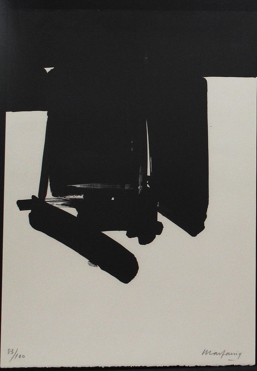 ANDRÈ MARFAING. Litografi " komposition" numrerad 83/100 signerad.