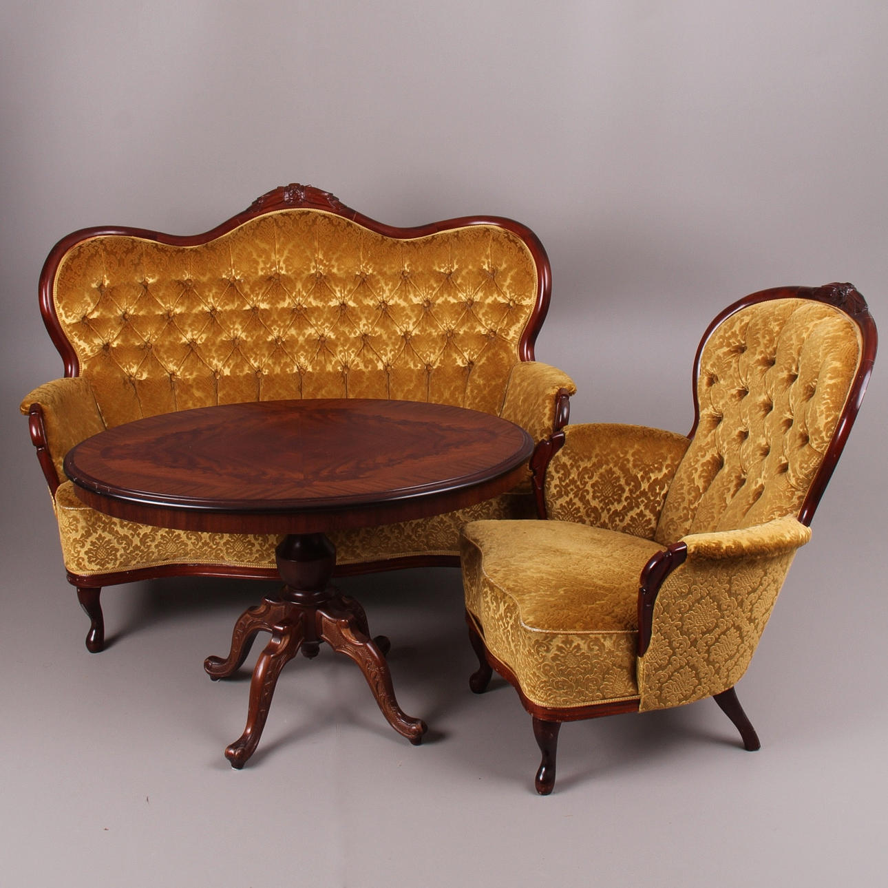 SALONGSGRUPP, 3 delar, rokokostil, delvis Alsterbro möbler.