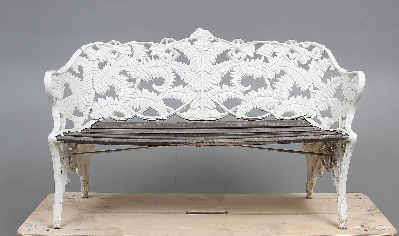 TRÄDGÅRDSSOFFA, metall, Ormbunke dekor, 1900 tal.