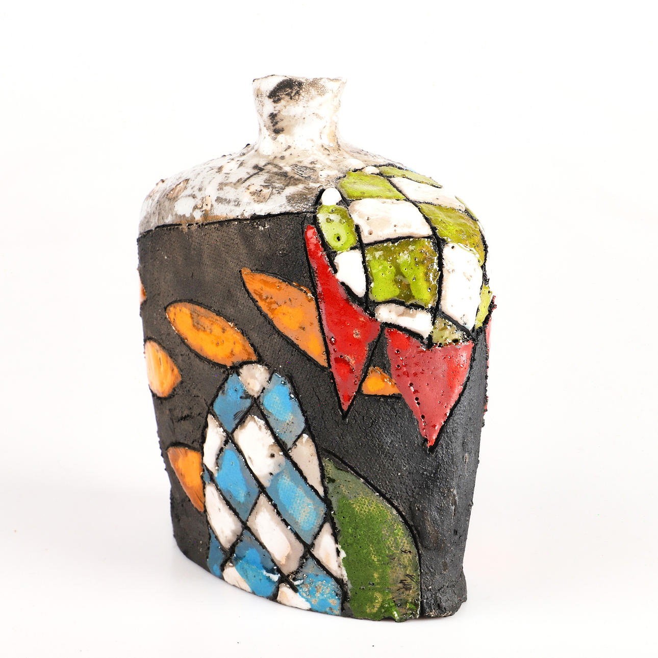 ANNE METTE KLIT. Bottle/vase, ceramic, partially glazed, signed.