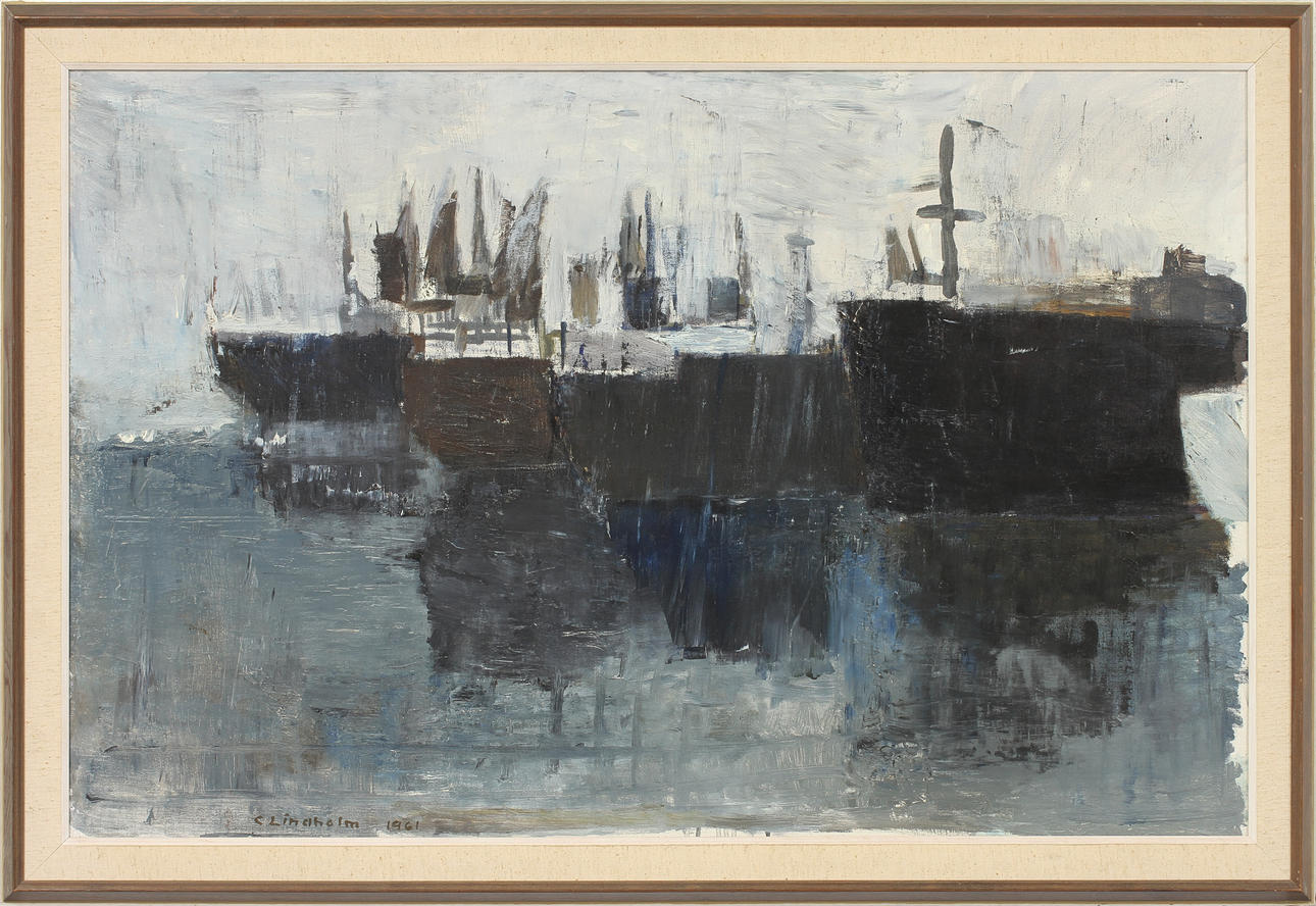 CLAES LINDHOLM. olja på duk, signerad och daterad 1961.