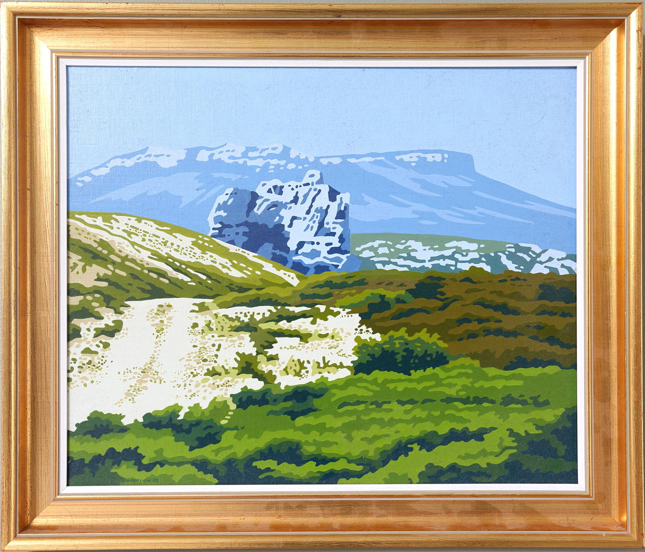 LEIF PERSSON. VY ÖVER SONFJÄLLET, Olja på pannå, singerad Leif Persson.