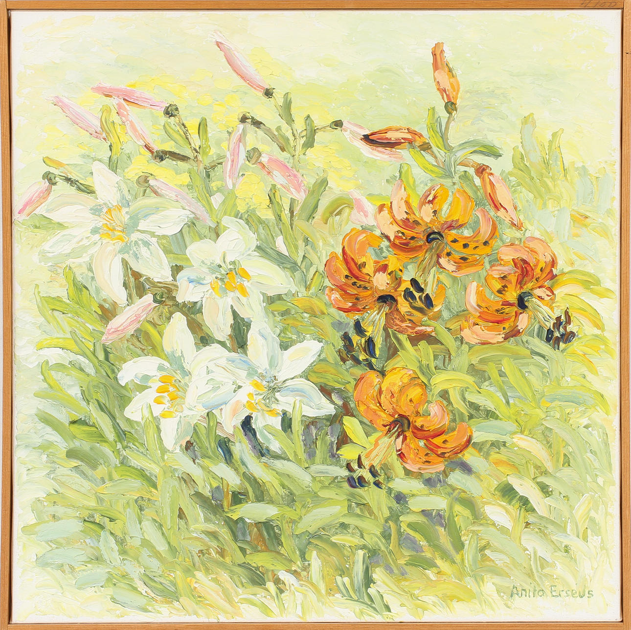 ANITA ERSEUS. Blomsterstilleben, olja på duk, signerad.