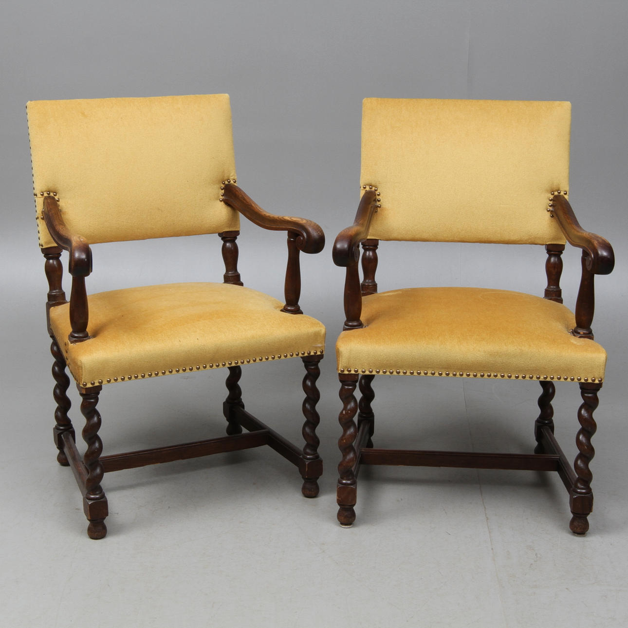 KARMSTOLAR, 1 par, barockstil, 1900-tal.