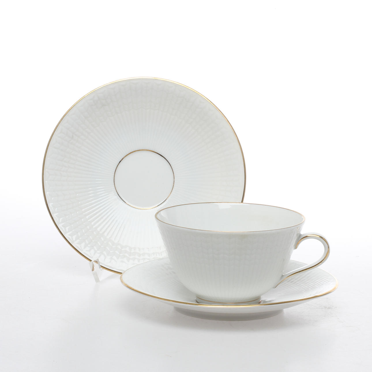 TEKOPPAR MED FAT, 5 st, porslin, "Swedish Grace" Louise Adelborg Rörstrand.