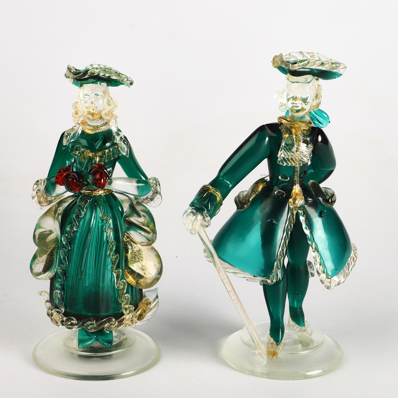 FIGURAS, 1 par, cristal, Murano.