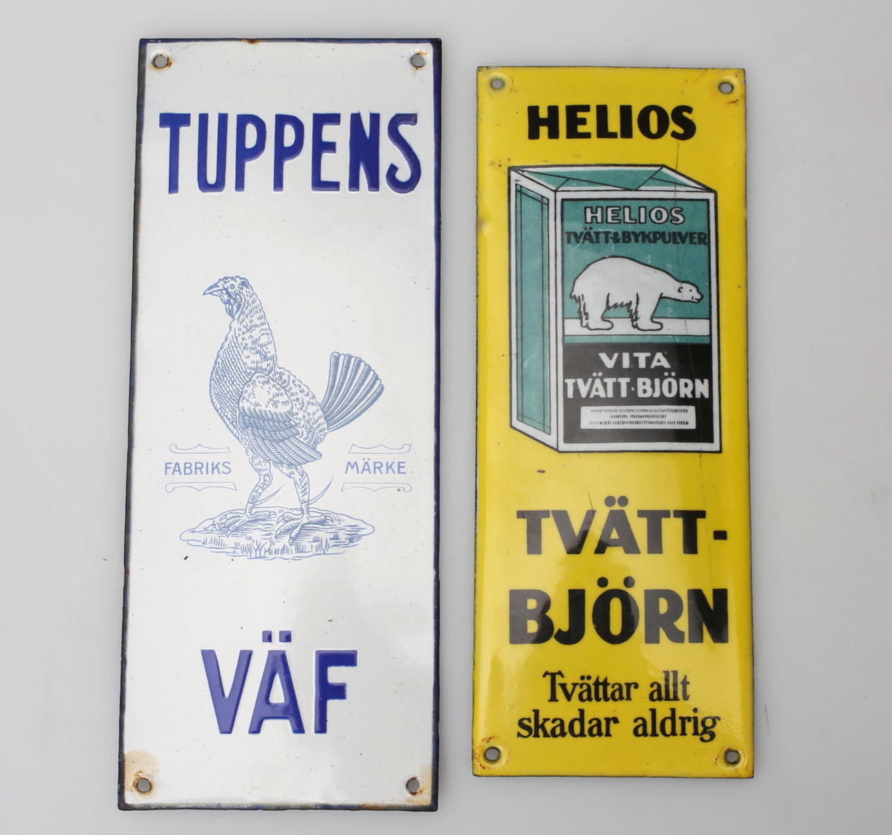 EMALJSKYLTAR, 2 st reklamskyltar 1900-tal.