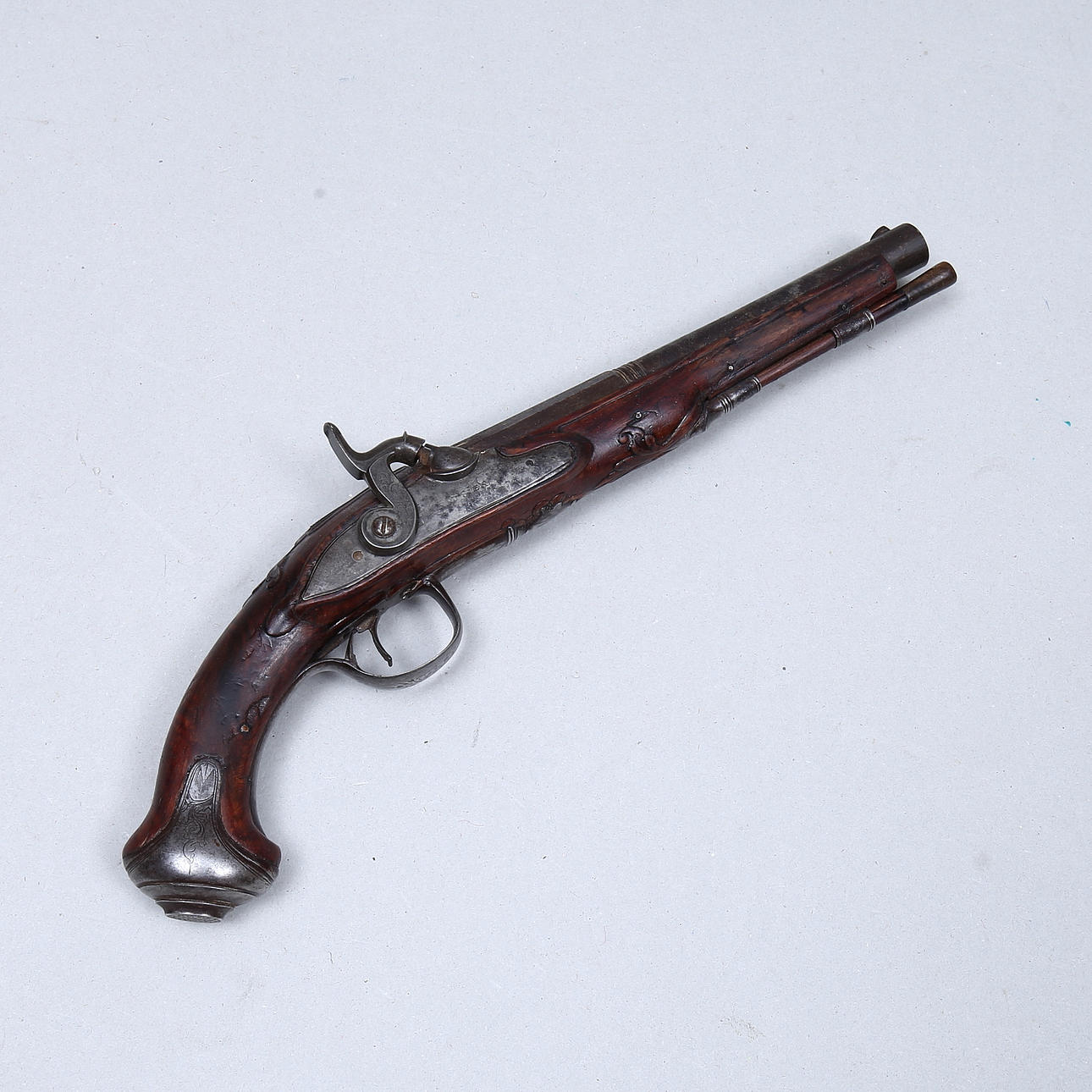 SWITCH PISTOL, converted from flint lock, lock pitch mark J Corbusier, Liege Belgium, 18th century.