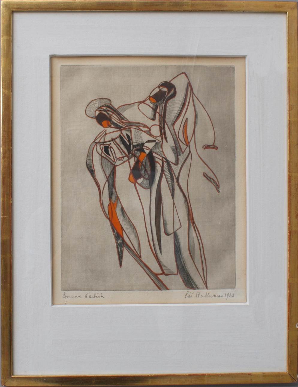 SIRI RATHSMAN. Epreuve d'artiste, handkolorerad etsning, signerad och daterad 1932.