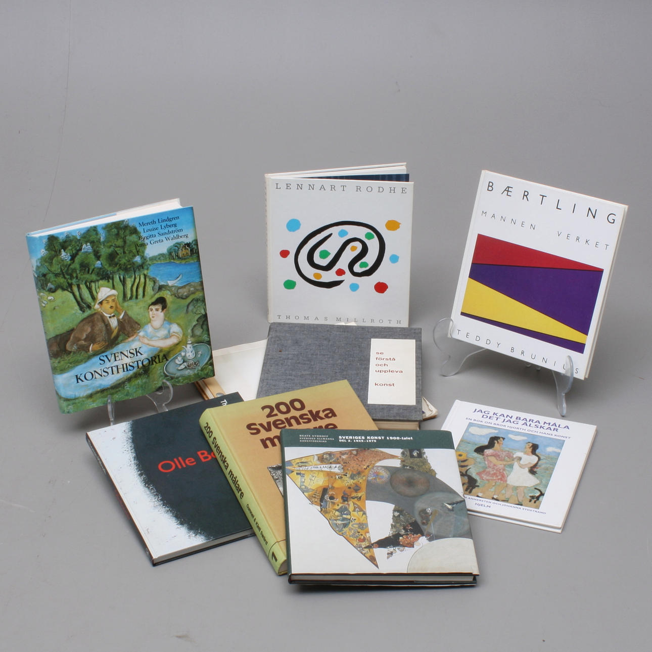 KONSTBÖCKER 9 st, Baertling, Bror Hjort, Olle Bonnier, Lennart Rhode mfl.