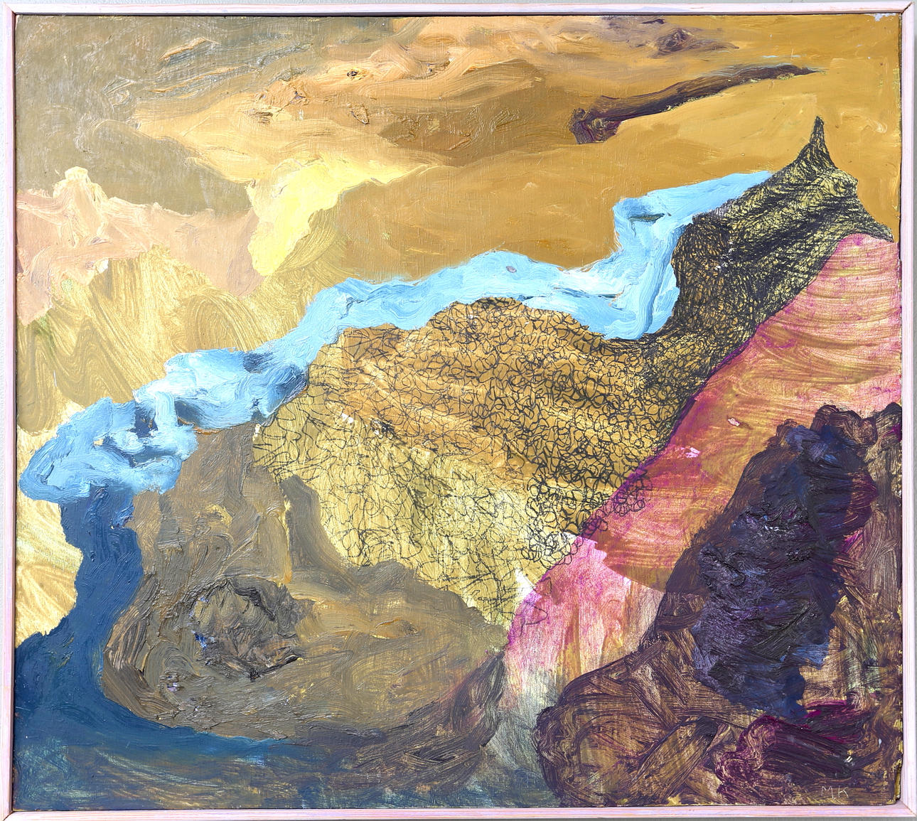 MATS KLÄPP. Landskapsvy, olja på pannå, signerad M K.