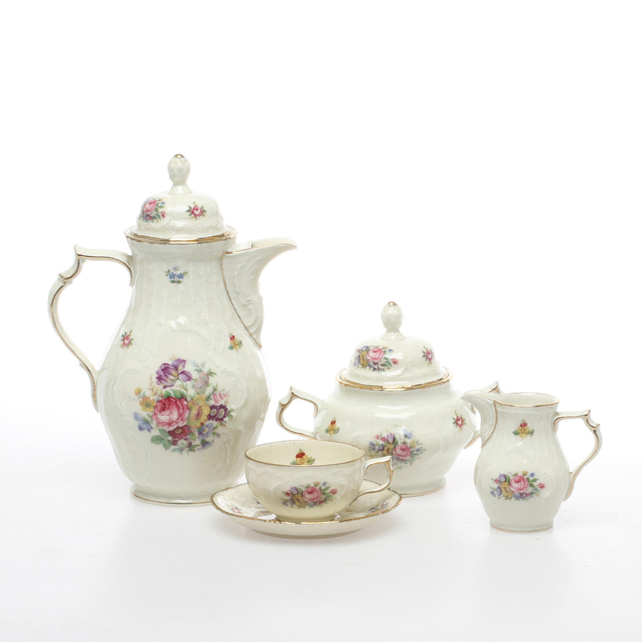 KAFFESERVIS, 14 delar, porslin, "Sanssouci", Rosenthal.